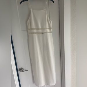 BCBG white formal midi dress. Perfect rehearsal dress for wedding!